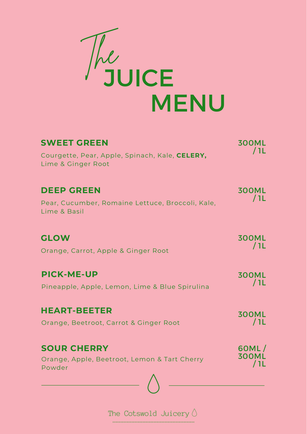 The Juice Menu